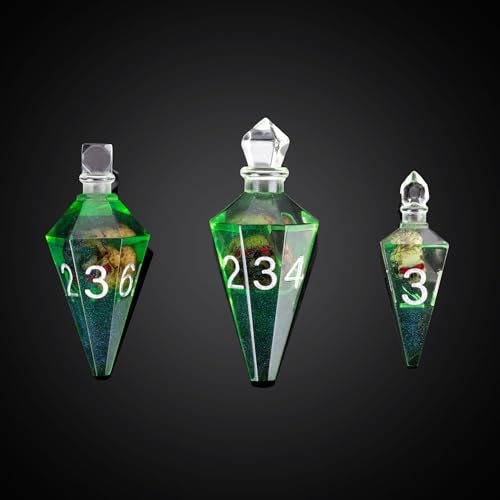 7PCS Potion DND Dice Set,Transparent Sharp Edge Dice Set D&D RPG Polyhedral Dice,for TTRPG Games Roleplaying Games.(Green Skull) - color: Green Skull