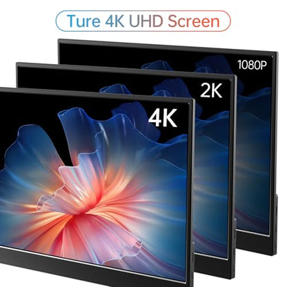 MNN 4K Portable Monitor 15.6" 3840x2160 UHD USB-C HDMI Laptop Monitor, 100% Adobe RGB IPS Computer Gaming Display HDR w/Speakers & Smart Cover,for Laptop Xbox PS5 Switch PC Phone | 15.6" 4K UHD IPS 100% Adobe RGB HDR, USB-C/HDMI, speakers+smart cover, for