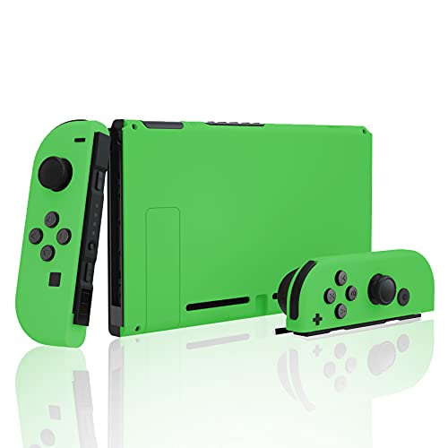eXtremeRate DIY Replacement Shell Buttons for Nintendo Switch, Soft Touch Back Plate for Switch Console, Custom Housing Case with Full Set Buttons for Joycon Handheld Controller - Green - color: Green
