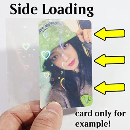 Black Lotus 100pcs/Lot Love Heart-Shape Laser Flashing Card Sleeves Trading Cards Film Magic Kpop Card Protector Holographic Foil Protective Cover (56x88mm), Clear