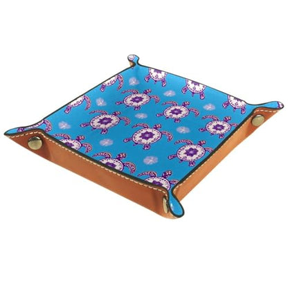 Dice Trays Turtles Boho Holder Storage Box for Dice Games Like RPG DND, Leather Dice Holder Portable Folding Rolling Dice Tray, 16x16cm - color: Multi 5