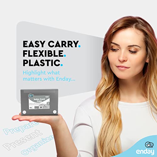 Enday Index Card Holder 3x5, Grey Index Card Case with 5 Tab Dividers, Index Card Organizer, Flash Card Holder, Holds 100 Cards, 4 Pack - color: GREY, size: 4