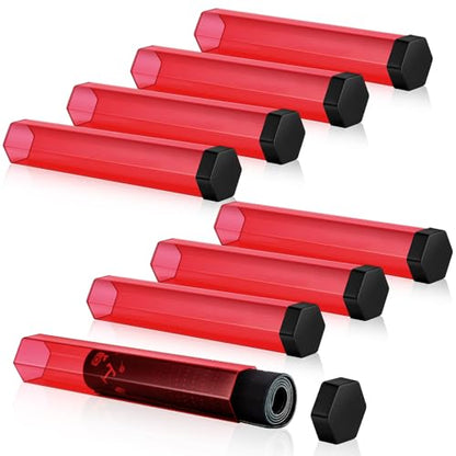 Lineshading 8 Pcs Hexagon Playmat Tube 15 Inch Easy in and Out Case Design, Playmat Holder Tube for Storage with Caps Compatible with MTG, Magic: The Gathering, RPG, Won't Roll Off Surfaces(Red) - color: Red