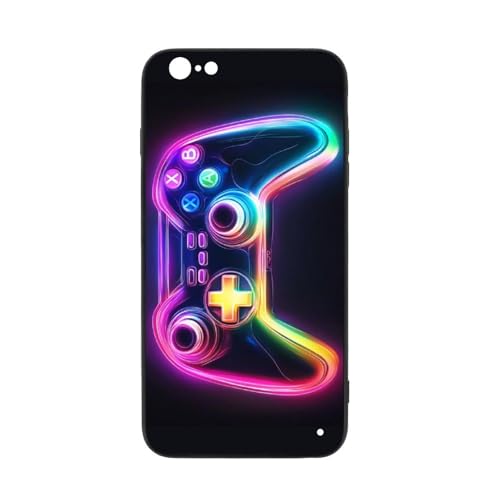 for iPhone 6/6S Case - Game Controller Design, Glass Back + TPU Inner Shell, Extreme Slimness, Scratch-Resistant, Precise Cutouts, Military-Grade Protection, Cell Phone Cases for Men Women - color: game controller-5, size: iPhone 6/6S