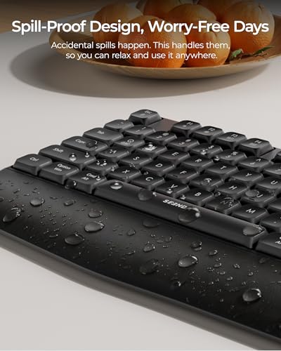 seenda COE200 Wireless Bluetooth Keyboard and Mouse Combo with Wrist Rest | USB/Bluetooth multi-device switching, quiet keys & clicks, full-size ergonomic set for PC, laptop, Mac, MacBook, Black - color: Black