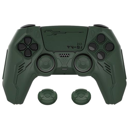 PlayVital Mecha Edition Silicone Cover Compatible with ps5 Controller with 2 Joystick Caps and 6 Stickers, Shockproof Non-Slip Grip Protector Accessories, Fits for ps5 Charging Station - Racing Green - color: Racing Green