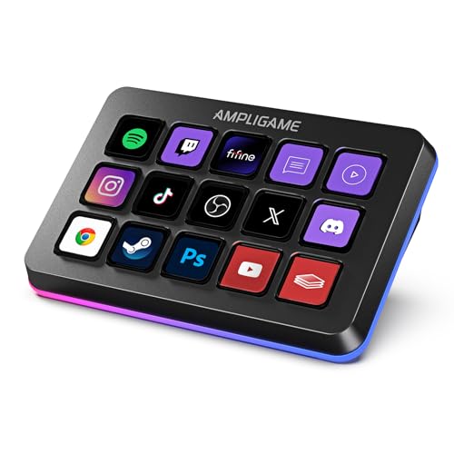 FIFINE AmpliGame Stream Controller with 15 Macro Keys, Streaming Keyboard with Trigger Actions in OBS/Twitch/YouTube/Streamlabs, Shortcut Buttons Keypad Works with Mac and PC-D6 - color: Black