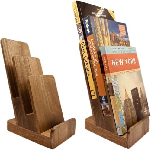 Distinguished 3-Tier Acacia Wood Literature Holder, Trifold Brochure Holder, Flyer Holder, Postcard Display and Countertop Wooden Display Stand [Pack of 2] - style: Acacia 2-Pack