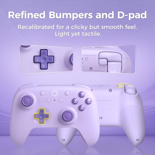 AKNES 8Bitdo Ultimate 2C Wireless 2.4G Controller for Windows PC and Android, Gamepad with Hall Effect Joysticks and Hall Triggers, 1000Hz Polling Rate, Remappable L4/R4 Bumpers - Purple | Gamepad with Hall Effect Joysticks and Hall Triggers, 1000Hz Polli