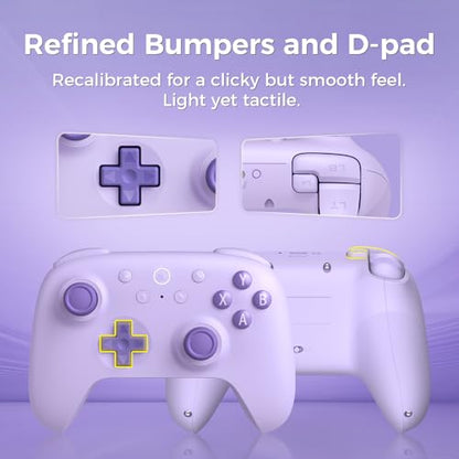AKNES 8Bitdo Ultimate 2C Wireless 2.4G Controller for Windows PC and Android, Gamepad with Hall Effect Joysticks and Hall Triggers, 1000Hz Polling Rate, Remappable L4/R4 Bumpers - Purple | Gamepad with Hall Effect Joysticks and Hall Triggers, 1000Hz Polli