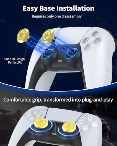 KD.FLY Metal Thumbsticks for PS5 Controller Joystick Replacement, Thumb Sticks for PS4 Controller, Custom Thumb Grips for Switch Pro Controller, 2 Joystick, 2 Thumbstick Base, Celestial Cloud - color: Celestial Cloud