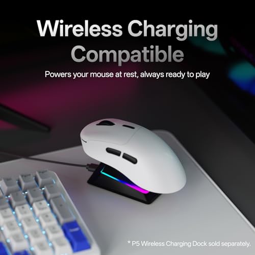 Rapoo VT3 Gen-2 Wireless Gaming Mouse, True 8K Wireless Polling Rate, 53g Lightweight, Up to 750 Hr Battery, Nordic nRF54L15 MCU, 100-Million Mechanical Switch, 10 Programmable Buttons, Macro Enabled - color: White
