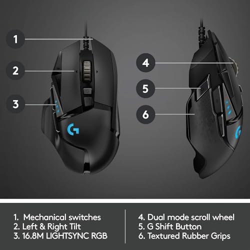 Logitech G502 Hero Wired Gaming Mouse + G240 Cloth Gaming Mouse Pad, Bundle - Black (Renewed)