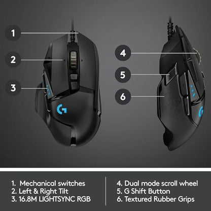 Logitech G502 Hero Wired Gaming Mouse + G240 Cloth Gaming Mouse Pad, Bundle - Black (Renewed)