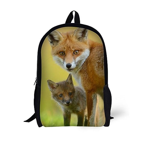 Fox Bookbag for Girls Boys 17 Inch Black Lightweight School Backpack Kids Back Bag - color: Fox Backpack