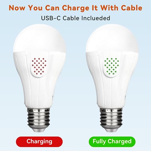 Neporal MagicGlow Rechargeable Light Bulbs with Remote, 3 Colors Shift + Stepless Dimmable Battery Light Bulbs, USB Rechargeable, A19, Up to 24 Hours (3000-6000K, 1, Count)