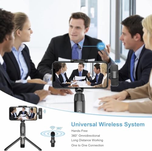 Wireless Lavalier Microphone Set of 2 – Podcast Microphone with Included Adapters, USB C Charging Cable – Lapel Microphone Wireless Ideal for Vlogging Kit, Studio Mic Portable Microphone