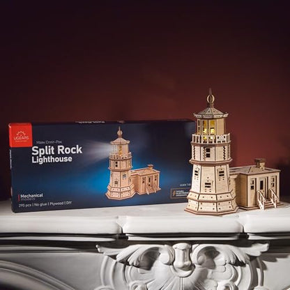 UGEARS Split Rock Lighthouse 3D Wooden Puzzles for Adults – Wooden Model Kits for Adults, Crafts for Adult, Model Kits to Build, Wooden 3D DIY Model Brain Teaser, Hobby Set - style: Split Rock Lighthouse