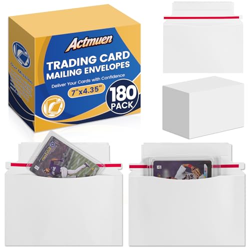 180 Pack Mailer Trading Card Envelopes，7" x 4.35" Trading Card Mailers for Shipping, Perfect Sized Shipping Envelope for Mailing Semi-Rigid and Toploaders, Protector Supplies. - color: White