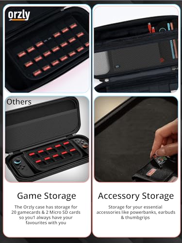 Orzly Switch 2 Accessories Bundle Carry Case & Screen Protector for Nintendo Switch 2 (2025) Console, TravelCase, Screen Protection, Grip Case, USB-C Cable, Games Holder, Headphones, Thumbgrips - size: 7.9 inch Switch 2
