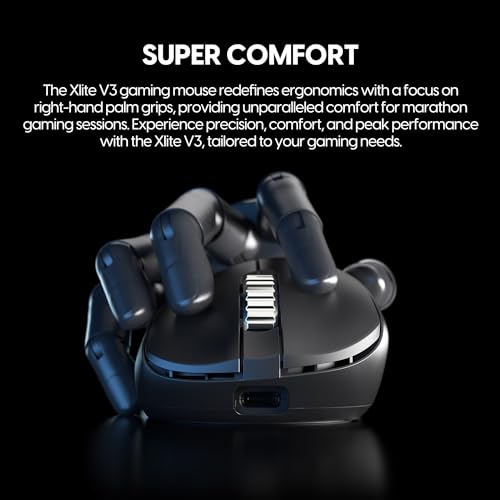 Pulsar Gaming Gears - Xlite v3 ES Wireless Gaming Mouse, Ergonomic, Optical Switch, OLED Display, Driverless, PAW3395 Sensor, 100H Battery, 4K dongle Included (Medium, Black) - color: Black, size: Medium, style: Xlite V3 eS