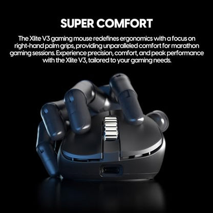 Pulsar Gaming Gears - Xlite v3 ES Wireless Gaming Mouse, Ergonomic, Optical Switch, OLED Display, Driverless, PAW3395 Sensor, 100H Battery, 4K dongle Included (Medium, Black) - color: Black, size: Medium, style: Xlite V3 eS
