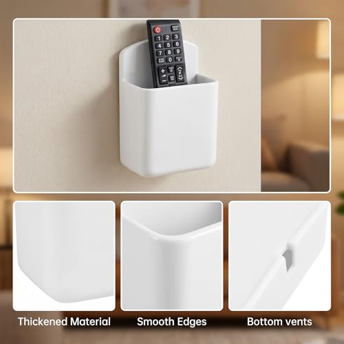2 PCS Remote Control Holder Wall Mount, TV Remote Control Holder, Self Adhesive Pen Holder Organizers and Accessories for Home Office School (4, White-4Pcs) - color: Set of 4-White