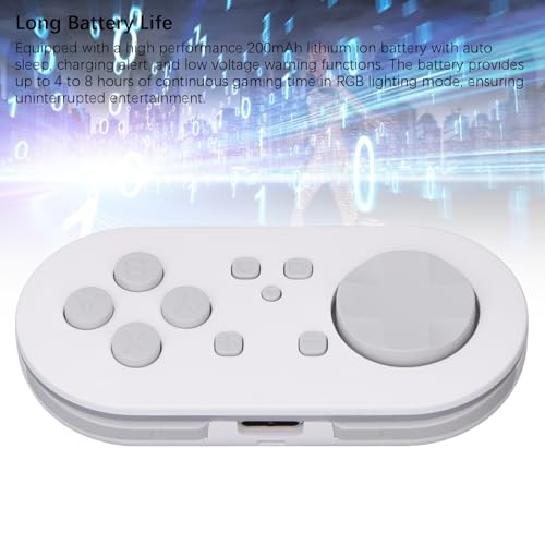 Controller, Portable Controller Enhance Learning ompatible for for Wins for Android for OS X for IOS, 14 RGB Lighting Effects, ABS Material (White) [video game]