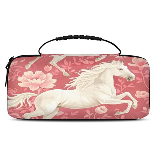 Adornori Horse Carry Case Compatible with Nintendo Switch 2, with 20 Games Cartridges, Florals Animals Rustic Portable Travel Carrying Case Pouch for Accessories & Games - color: Multicolor 9