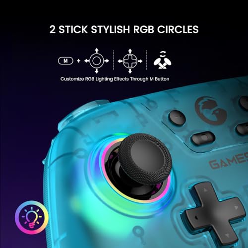 GameSir Nova Wireless Switch Pro Controller - Switch/Lite/OLED, Hall Effect Joysticks, RGB LED, Turbo, Programmable, Motion Control, Wake Up Function (White)