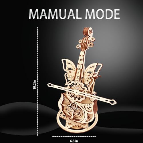 3D Wooden Puzzle for Adults Cool Cello Music Box DIY Model Wood Crafts Kits | Build your Mechanical Puzzle Building Kits - style: cello