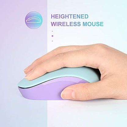 seenda Wireless Mouse for Laptop, 2.4G Noiseless Mouse with USB Receiver - Optical Tracking Portable Computer Mice for Chromebook, PC, Tablet, Windows System, 24 Months Battery Life -Mint Green&Purple - color: Mint Green and Purple