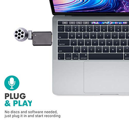 Movo DOM2-USB Mini Omnidirectional USB Laptop Microphone for Computer or MacBook - Laptop Mic for PC and Mac - Desktop Microphone with Case for Streaming, Zoom Meetings, and More