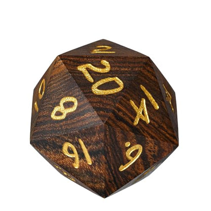 50mm Wooden D20 Dice Bocote Wood 20 Sided Dice for D&D Tabletop Game | Premium Gift Box, DM Gift, for Dungeons and Dragons Role Playing Games - color: D20 Garapa
