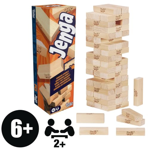 Official Hasbro Games Jenga Game | Digital Die for 6 More Ways to Play | Original Wood Block Game | Stacking Tower | Ages 6+ | 1+ Players | Party Games