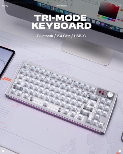nuphy WH80 Hot-Swap Rapid Trigger Wireless Magnetic Keyboard with knob | Custom RGB Backlit Gaming Keyboard, 80% Layout, Tri-mode Hall Effect, 83 Keys, Support BT/2.4GHz/USB-C - color: White