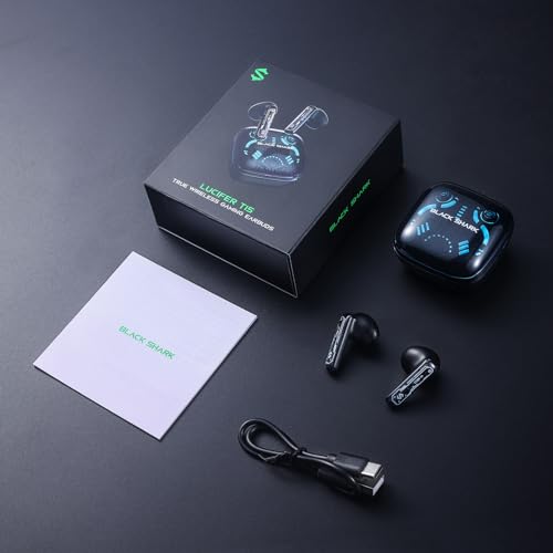Black Shark True Wireless Gaming Earbuds, Bluetooth 5.3 with Music Mode, 30 Hours Playback Time, Clear Stereo Calls in-Ear Headphones for Android/Phone/Computer - Lucifer T15 - style: Lucifer T15