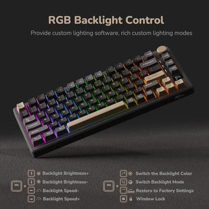 RK ROYAL KLUDGE M75 Wireless Mechanical Keyboard 2.4Ghz/BT5.1/USB-C Gaming Keyboard 75% Layout 81 Keys Gasket Mount with OLED Display & Knob RGB Backlight Hot-Swappable Pale Green Switch, Grey - color: Grey, size: Pale Green Switch