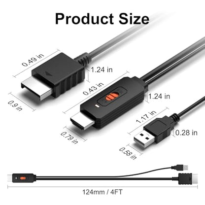 PS2 to HDMI Adapter HD-Link Cable for PS1 Support 4:3/16:9 Switch, Converter PS3 Video Signal to HDMI Signal with S-Video Singal（Support PS1，PS2，PS3） 3 in 1 - style: PS2 HDMI Converter