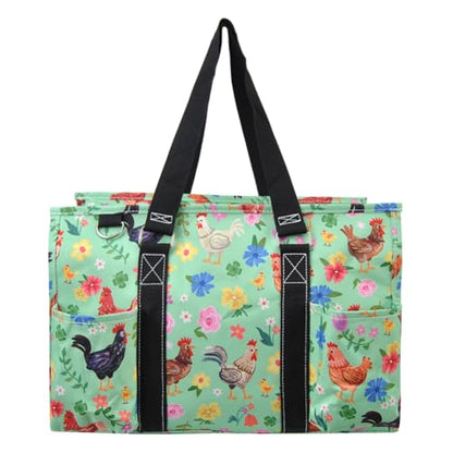 NGIL Utility Water Resistant Tote Bag | Work Tote for Women, Nurse Bag, Teacher's Choice Purse, Gym Bag, Everyday Organizer Top Zipper Closure - color: Barnyard Blossom- Black