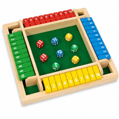 Shut The Box Game, 4 Player Wooden Square Board with 8 Dice Set | 4-player Shut The Box wooden square math board with 8 dice for adults,family nights, parties and pub tabletop strategy play. - color: 1-4 Players
