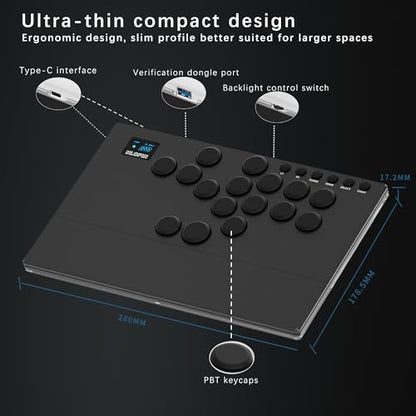 NLOFIN Leverless Arcade Stick 16Keys All-Button Leverless Controller(Black) | Custom RGB Arcade Fighting Stick,for PS4/PS5/PC/Switch/Steam, Aluminum Controller,Supports Hot-Swap&SOCD - color: Black