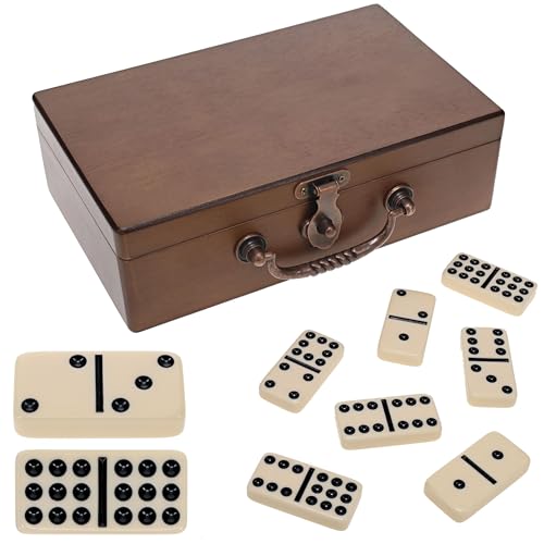 WE Games Double 9 Dominoes in Walnut Stained Wooden Treasure Box, Dominoes Set for Adults, Ivory Color Double Nine Domino, Classic Board Games, Tile Games - color: Walnut