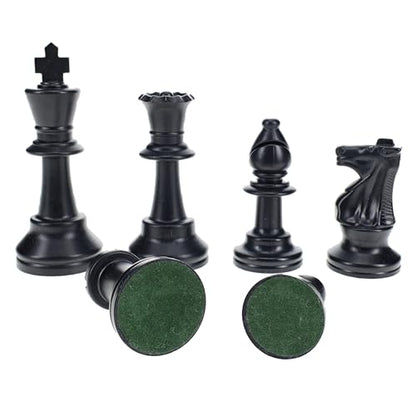 WE Games Color Bright Plastic Staunton Tournament Chess Pieces with 3.75 in. King - Half Chess Set of Chess Pieces Only, Black - color: Black