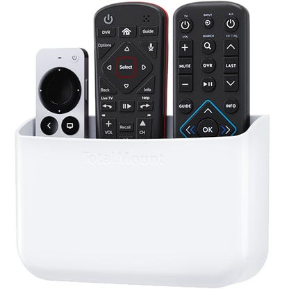 TotalMount Hole-Free Remote Holder – Eliminates Need to Drill Holes in Your Wall (Premium White Holder for 2 or 3 Remotes) - color: Standard White