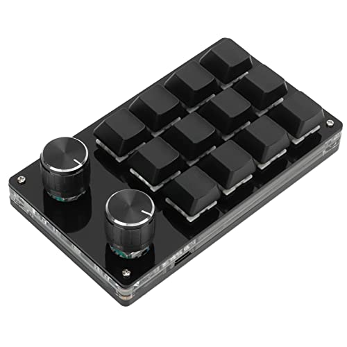 Programmable Macro Mechanical Keyboard Compact 12 Key Pad for Gaming Office Media Acrylic 5.2 X 3 X 1.5in (All Black) - color: All Black