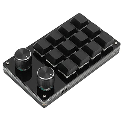 Programmable Macro Mechanical Keyboard Compact 12 Key Pad for Gaming Office Media Acrylic 5.2 X 3 X 1.5in (All Black) - color: All Black