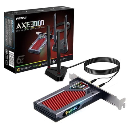 FENVi AX210 WiFi 6E PCIe WiFi Card, Tri-Band 5400Mbps, Bluetooth 5.3, with RGB Lightning for Gaming, Compatible with Windows 11/10