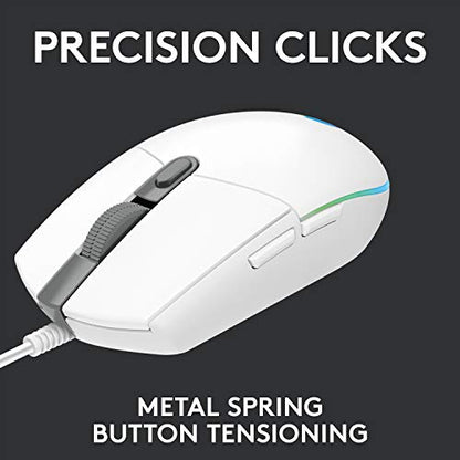 Logitech G G102 Light Sync Gaming Mouse, 8000 DPI, 6 Programmable Buttons, RGB, White - color: White