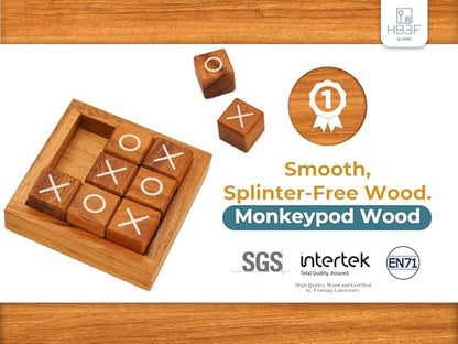 BSIRI Wooden Tic Tac Toe Coffee Table Decor Game Living Room Home Office Decorative Small Desk Bar Top Classic XO Tictactoe Toy Board Travel Size Wood Mini Gifts for Family Games and Gifts for Adults